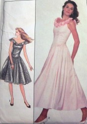 8481 1988 SIMPLICITY DROP WAIST FLARE PRINCESS SLEEVELESS DRESS LENGTHS PATTERN  10,14, 16